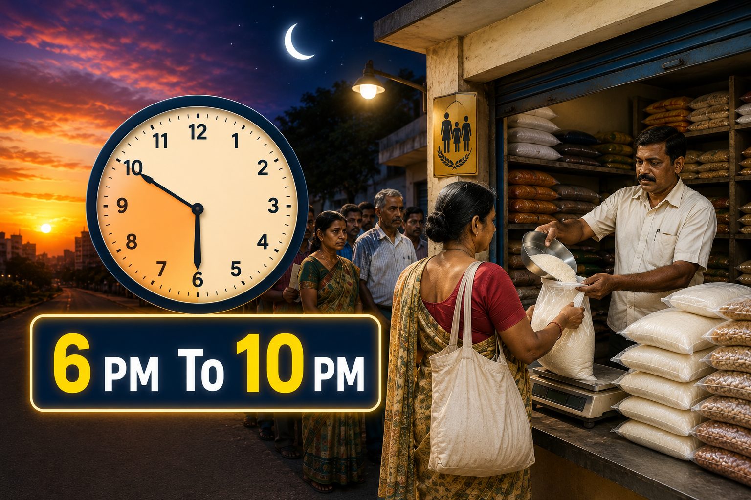 ನ್ಯಾಯಬೆಲೆ ಅಂಗಡಿಗಳ ಕಾರ್ಯಾವಧಿ ವಿಸ್ತರಣೆ: ಬೆಳಗ್ಗೆ 6ರಿಂದ ರಾತ್ರಿ 10ರವರೆಗೆ ಪಡಿತರ ವಿತರಣೆ