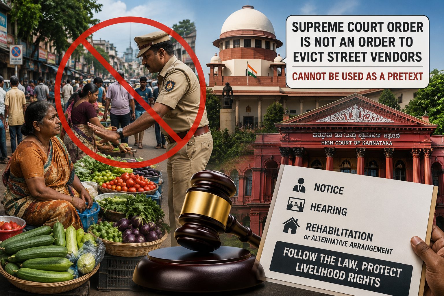 ಬೀದಿ ಬದಿ ವ್ಯಾಪಾರಿಗಳ ತೆರವಿಗೆ ಸುಪ್ರೀಂ ಕೋರ್ಟ್‌ ಆದೇಶವಿಲ್ಲ: ಸರ್ಕಾರಕ್ಕೆ ಹೈಕೋರ್ಟ್‌ ಸ್ಪಷ್ಟನೆ