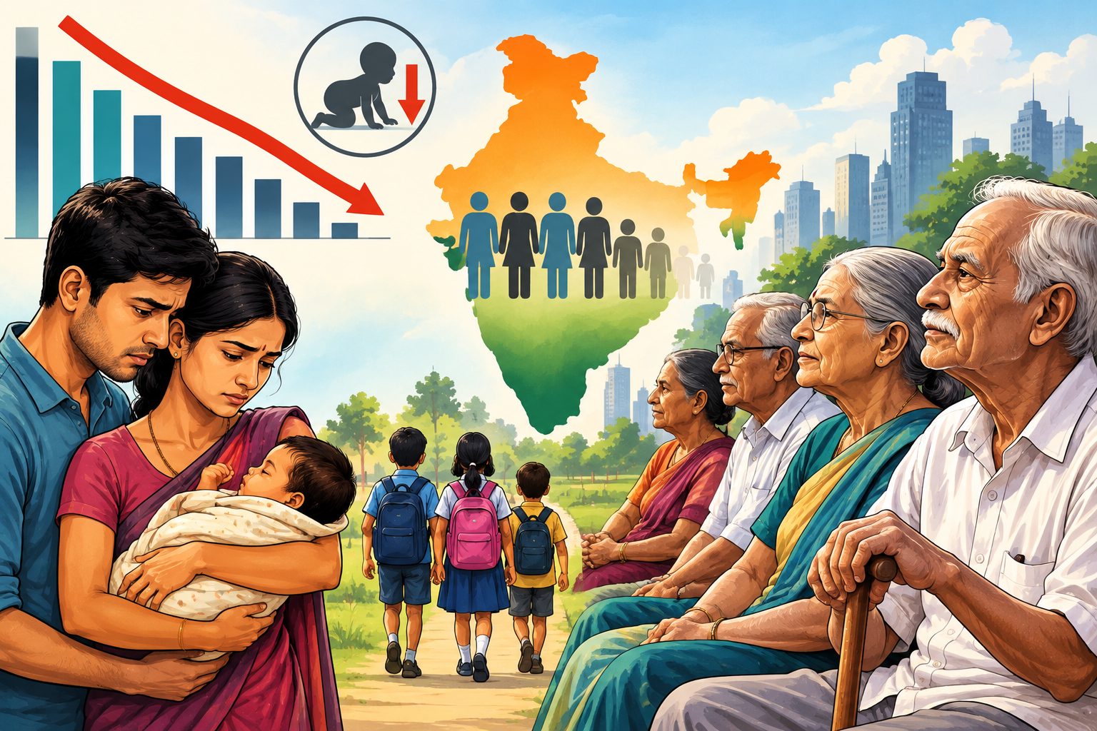 ಭಾರತದಲ್ಲಿ ವೇಗವಾಗಿ ಕುಸಿಯುತ್ತಿರುವ ಜನನ ಪ್ರಮಾಣ: ವೃದ್ಧ ಸಮಾಜದತ್ತ ದೇಶ?