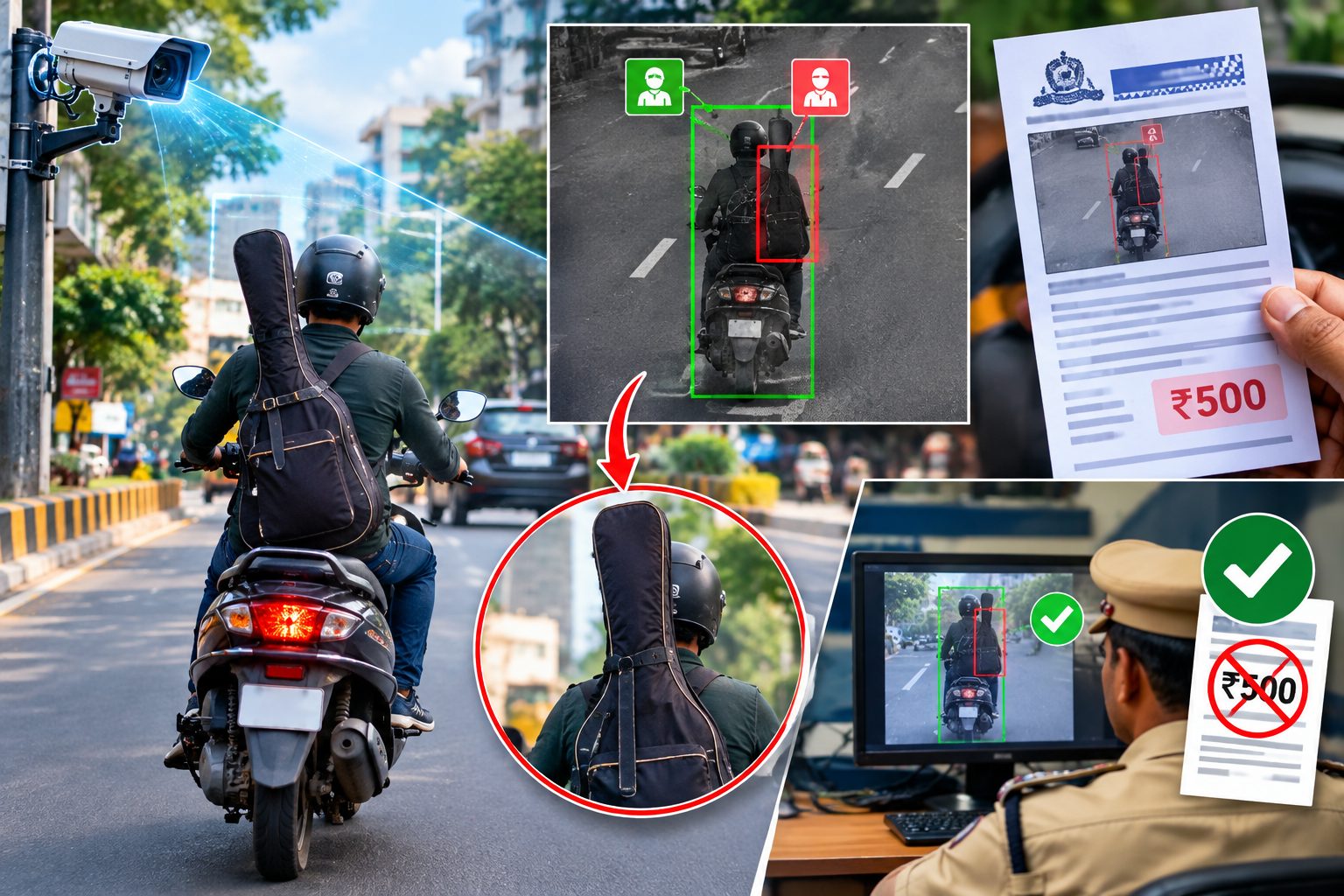 ಗಿಟಾರ್‌ಗೆ ಹೆಲ್ಮೆಟ್‌ ಹಾಕದಿದ್ದಕ್ಕೆ ದಂಡ! ಬೆಂಗಳೂರಿನ ಎಐ ಕ್ಯಾಮೆರಾ ಎಡವಟ್ಟು