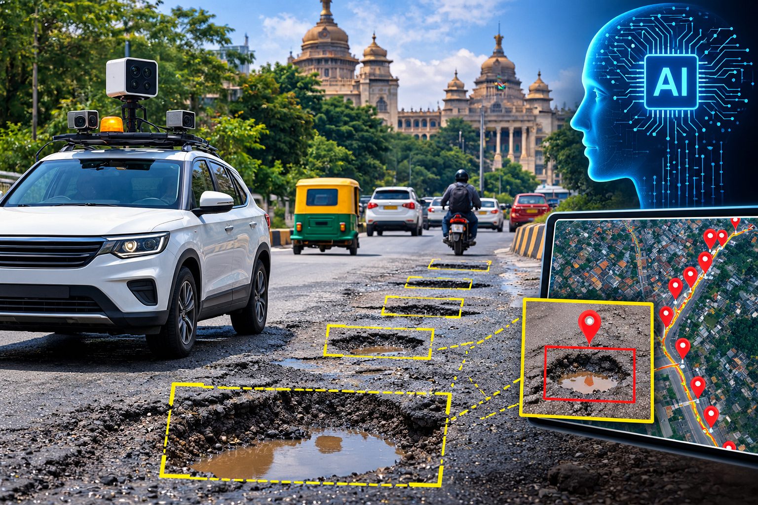ಬೆಂಗಳೂರಿನ ರಸ್ತೆಗಳಿಗೆ ಎಐ ಸಮೀಕ್ಷೆ: 2,493 ಕಿ.ಮೀ. ರಸ್ತೆ ಪರಿಶೀಲನೆ, 14,393 ಗುಂಡಿಗಳು ಪತ್ತೆ