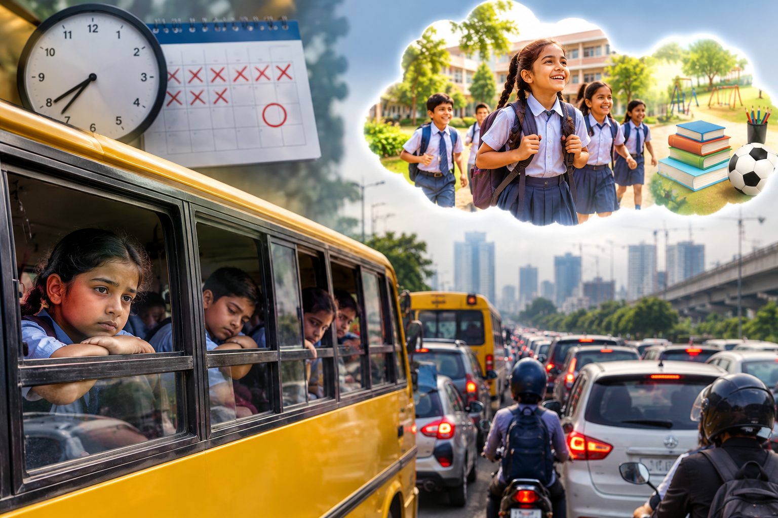 ಬೆಂಗಳೂರು| ಟ್ರಾಫಿಕ್‌ ಕಾಟ: ಮಕ್ಕಳ 53 ಶಾಲಾ ದಿನಗಳು ರಸ್ತೆಯಲ್ಲೇ ಕಳೆದುಹೋಗುತ್ತಿವೆ!